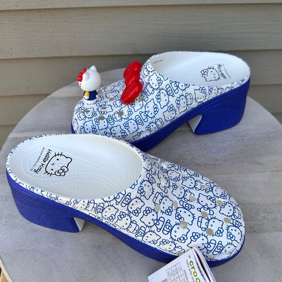 CROCS Shoes - Crocs HELLO KITTY 50th Anniversary Blue Glitter Siren Clog Womens 13 Mens 11